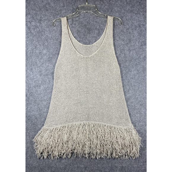 Brunello Cucinelli Sweater Womens Large Beige Cotton Knit Fringe Made in Italy - Picture 13 of 16
